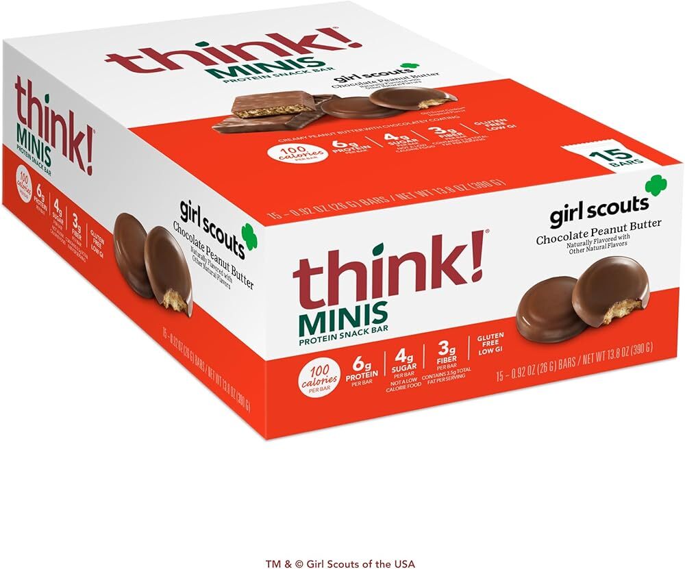think! Minis Protein Snack Bar, Gluten Free, Girl Scouts Chocolate Peanut But...
