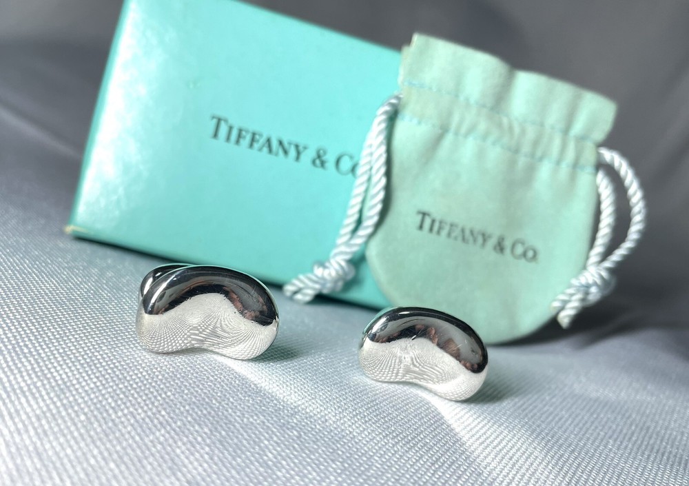 Auth Rare Tiffany Elsa Peretti Bean/Beans Cufflinks Sterling Silver 925 +Box