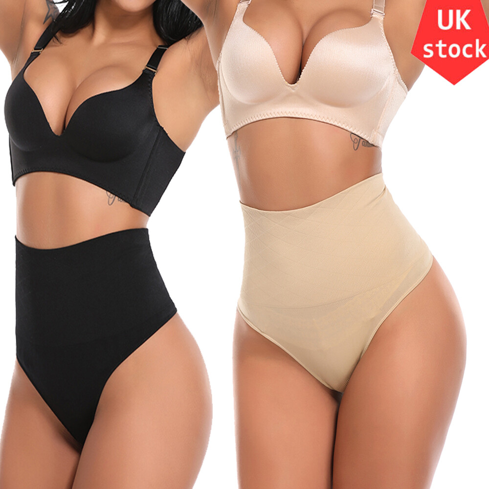 UK High Waist Body Shaper Tummy Control Thong Pants Shorts Shapewear Underwear