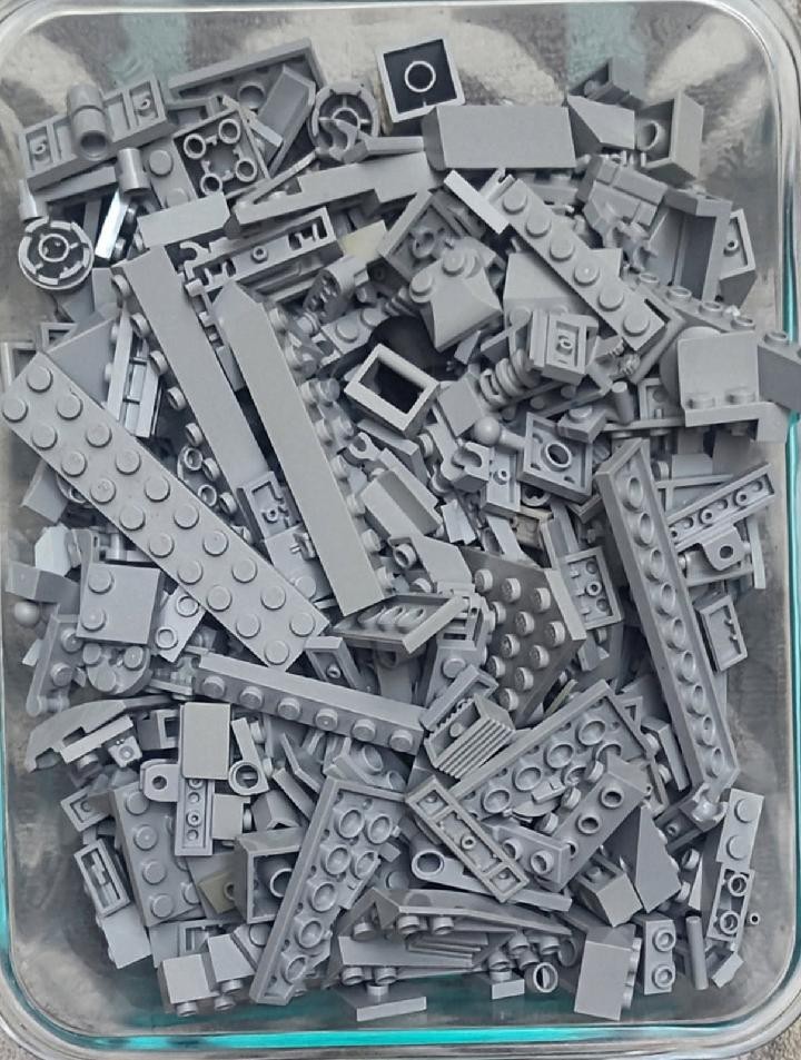 LEGO Light Grey Lot of 1 lb of Bricks, Plates, Tiles , Slopes, Wedges & Modified