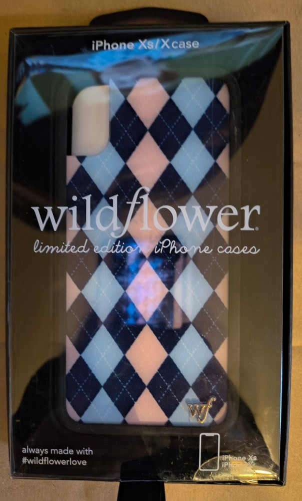New Wildflower iPhone XS/X Argyle Case in Blue & Pink