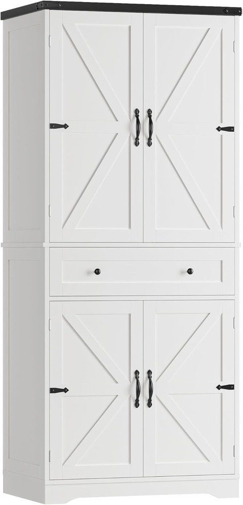 71 Inch Tall Farmhouse Pantry Cabinet with Adjustable Storage Shelves