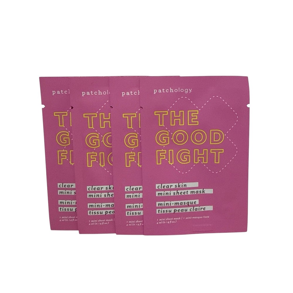 Patchology The Good Fight Clear Skin Mini Sheet Mask Face 4 Masks 4mL/.14oz X 4