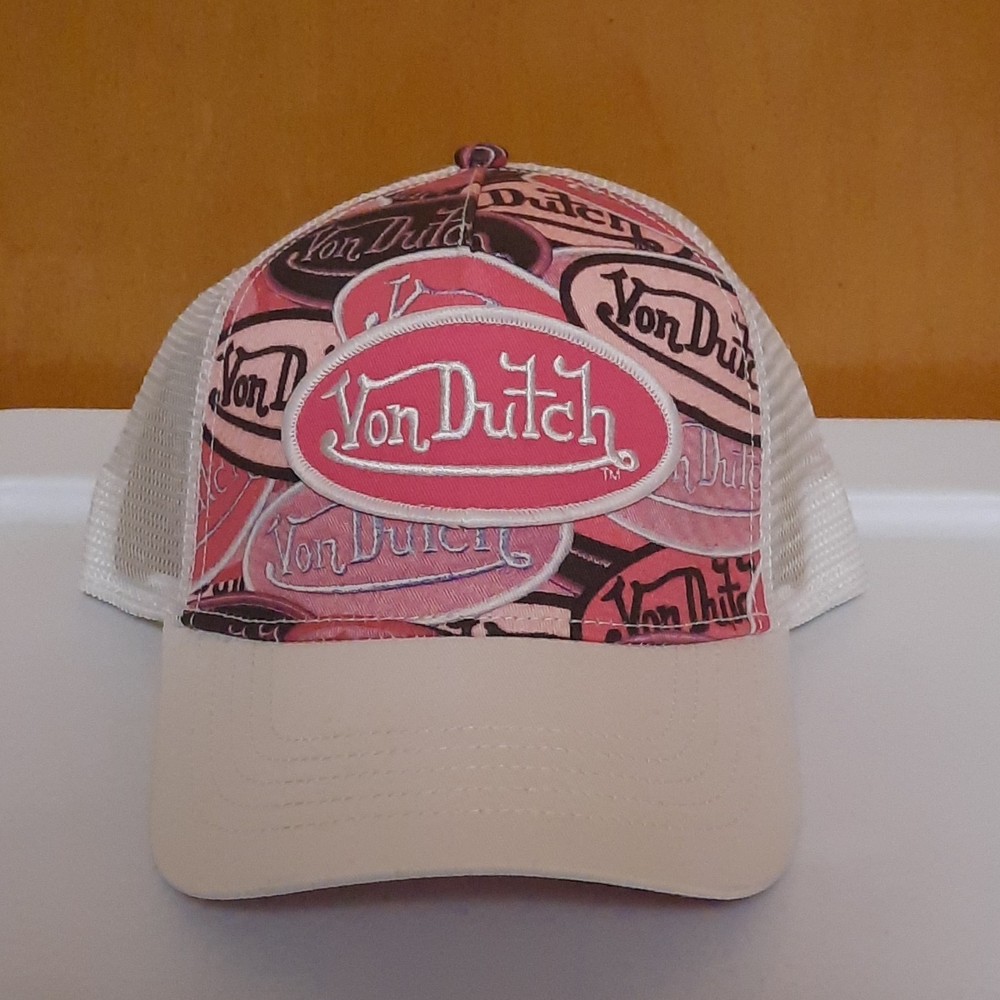 Von Dutch Pink Mesh Trucker Hat Logo Adjustable One Size Women VDHH0014