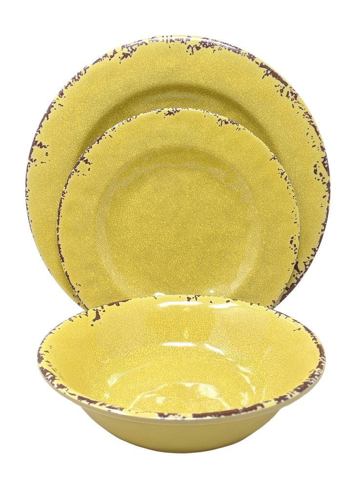 Gianna's Home 12 Piece Rustic Farmhouse Melamine Dinnerware Set Service for 4...