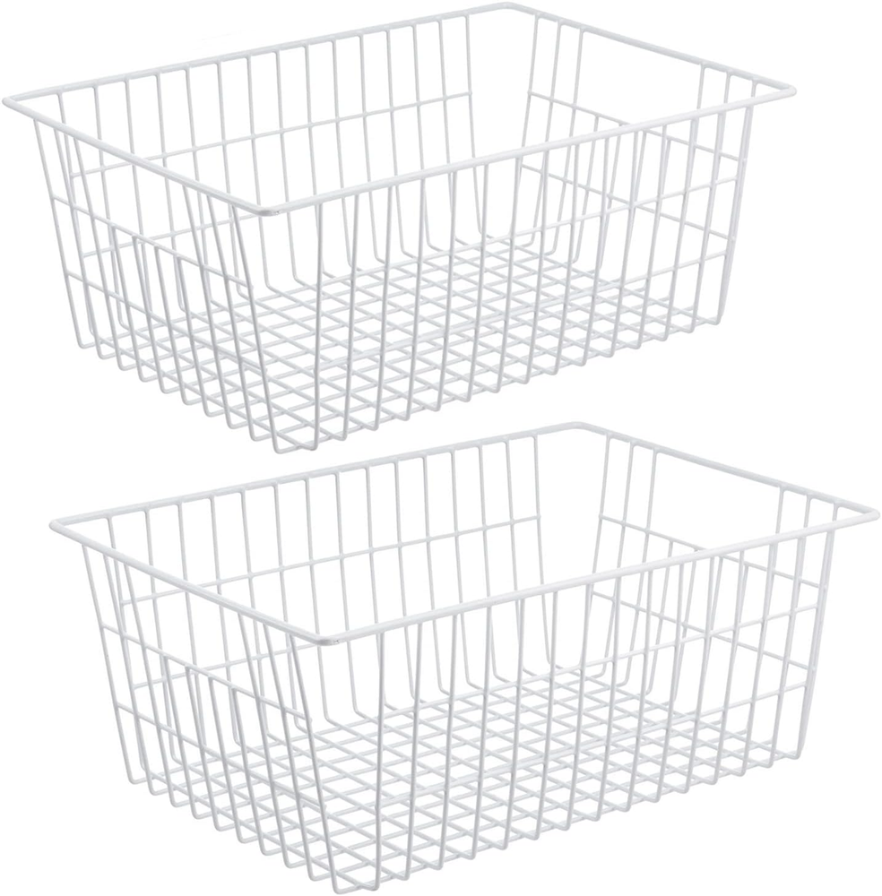 Wire Storage Freezer Baskets, Set of 2 Large 15.4
