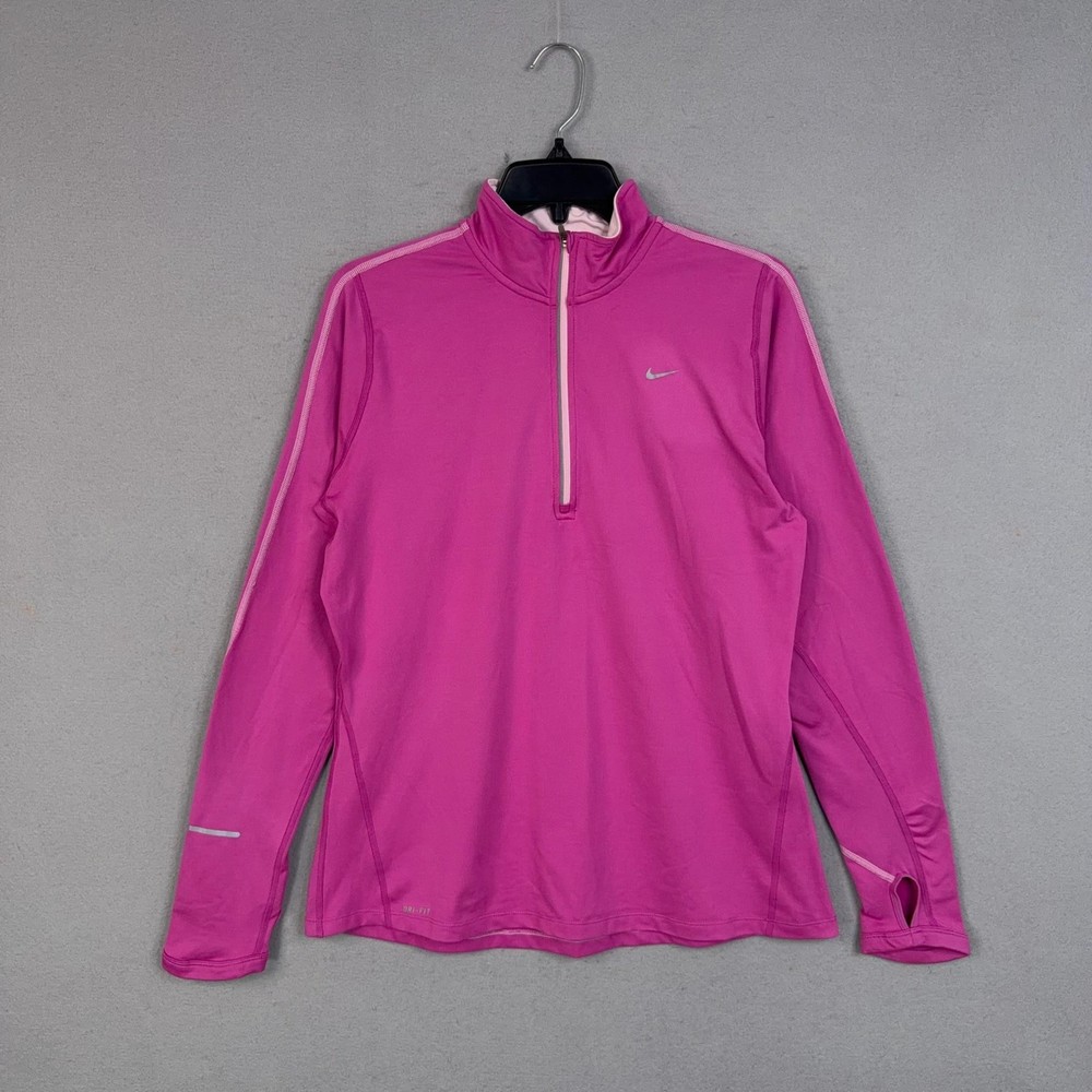 Nike Pullover Womens Large Pink Dri-FIT Element 1/4 Zip Running Top Athletic