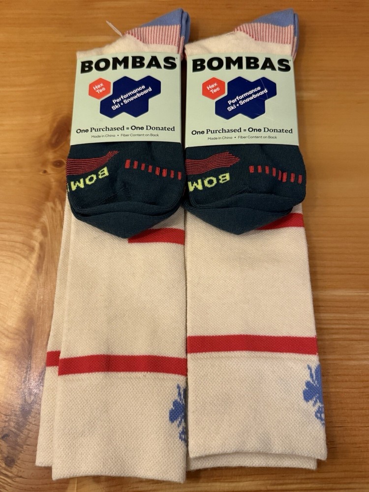 New BOMBAS HEX TEC Performance Ski Snowboard boot socks Unisex Large L - 2 Pair
