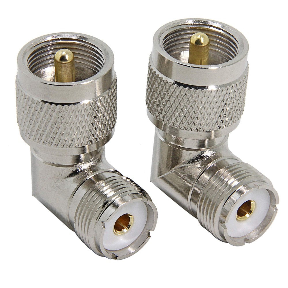 PL259 Right Angle, 2 Pack UHF Male to Female Coax Connector Adapter, 90 Degree