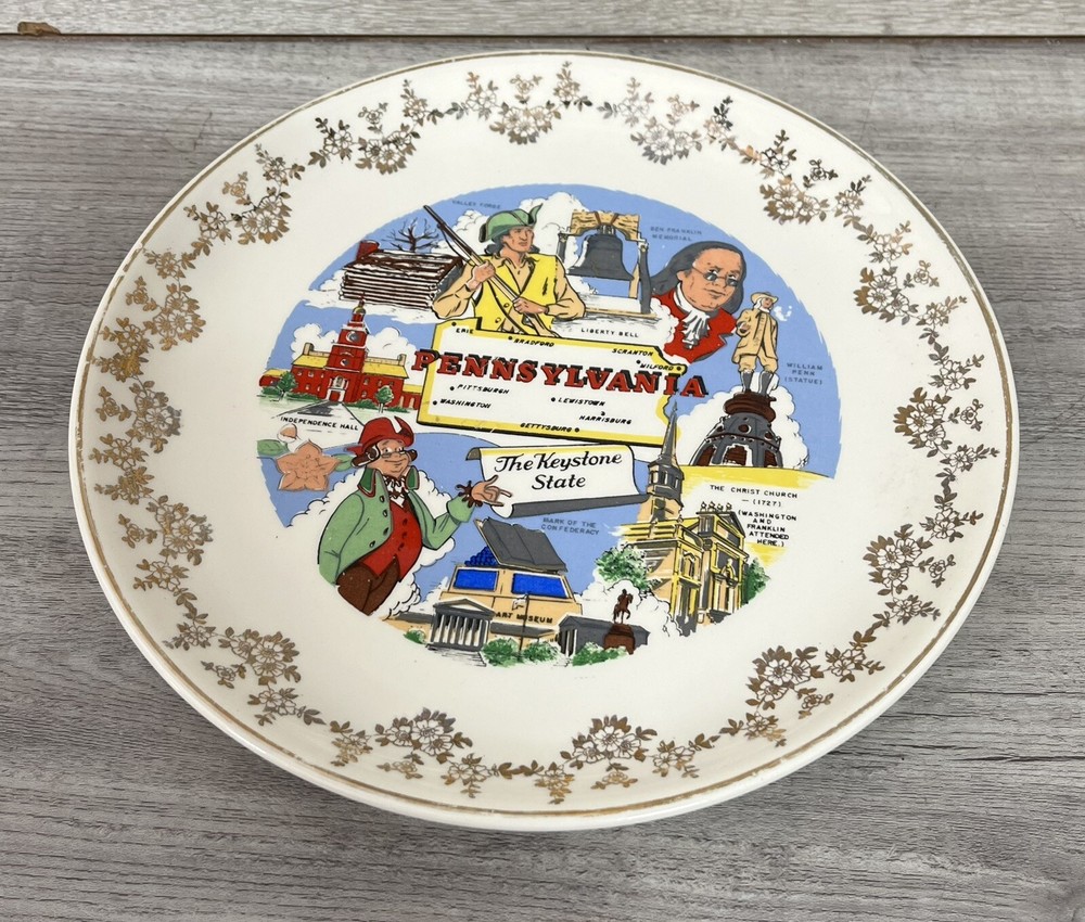 Vintage Pennsylvania PA Keystone State Souvenir Collector Plate