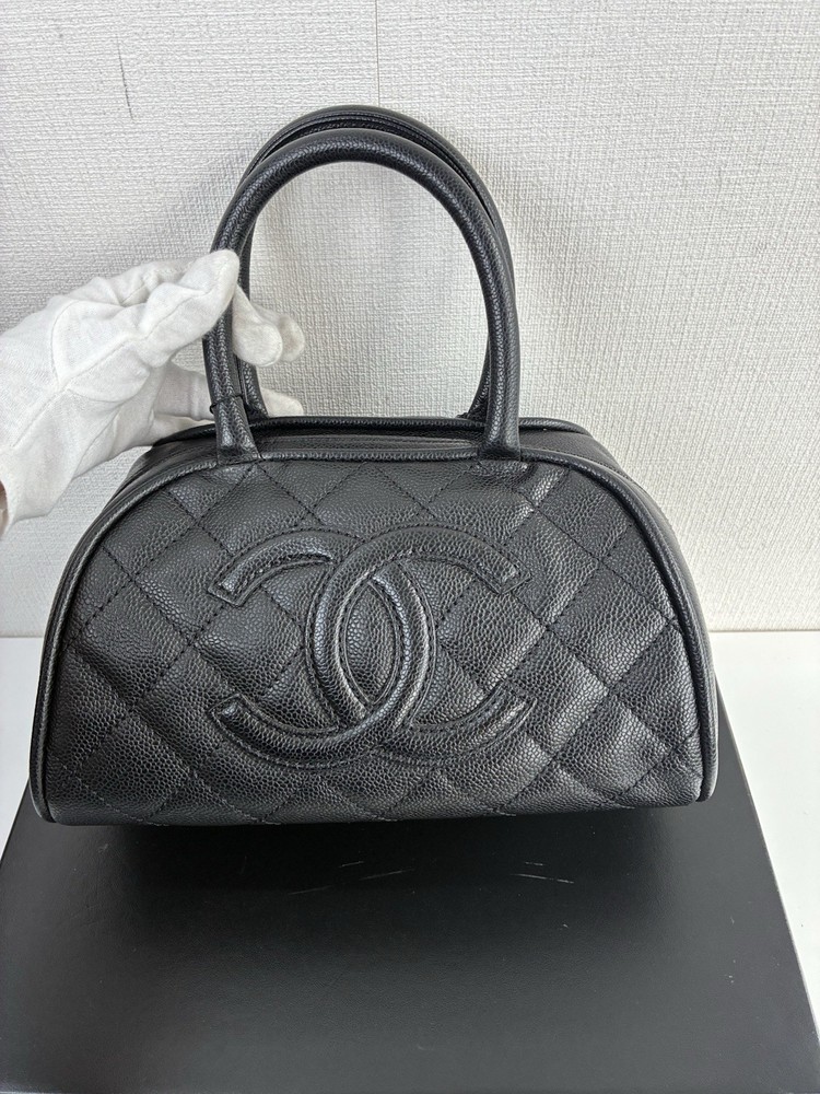 Chanel Leather Large Coco Mark  Handbag Black