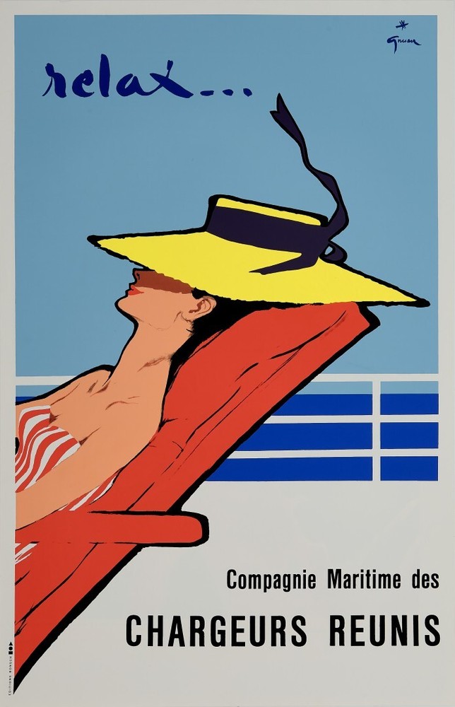 René Gruau, C.A. 1980S - RELAX - Original Vintage Poster Printed In Offset