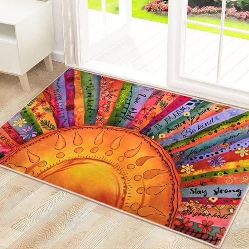 Soft Faux Cashmere Sun Entryway Rug 2x3 Indoor Door Mat