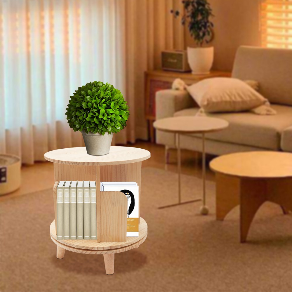 360° Rotating Bookshelf Organizer Floor Standing Storage Rack
