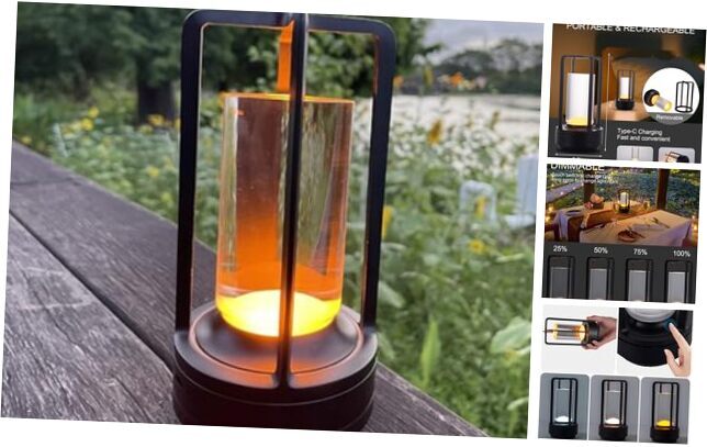 Cordless Rechargeable LED Table Lamp with Portable Black Design