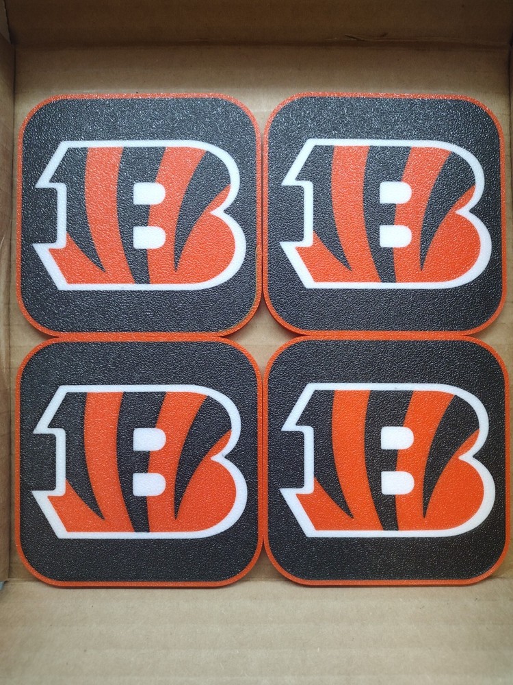 Cincinnati Bengals NFL Football Drink Coasters Set of 4 Heat Resistant 3.5 Inch Bar Accessories