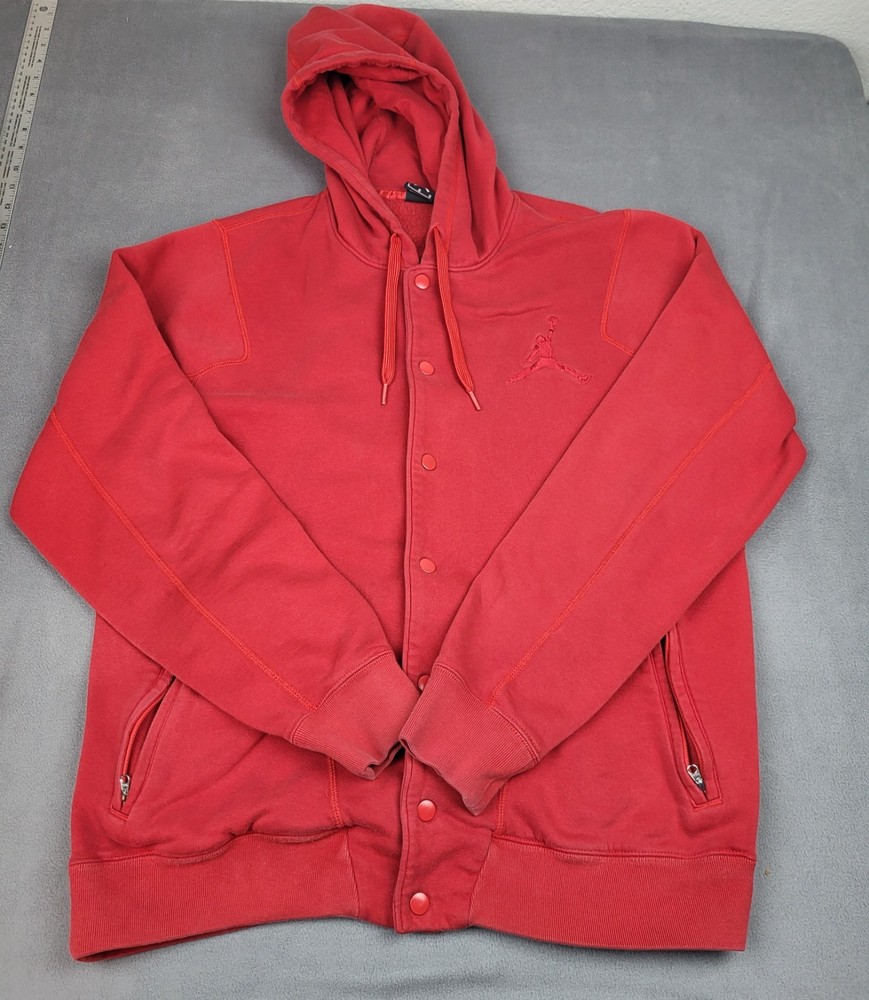Nike Air Jordan Basketball Sweatshirt Mens Large Red Full Zip Outdoor Hoodie