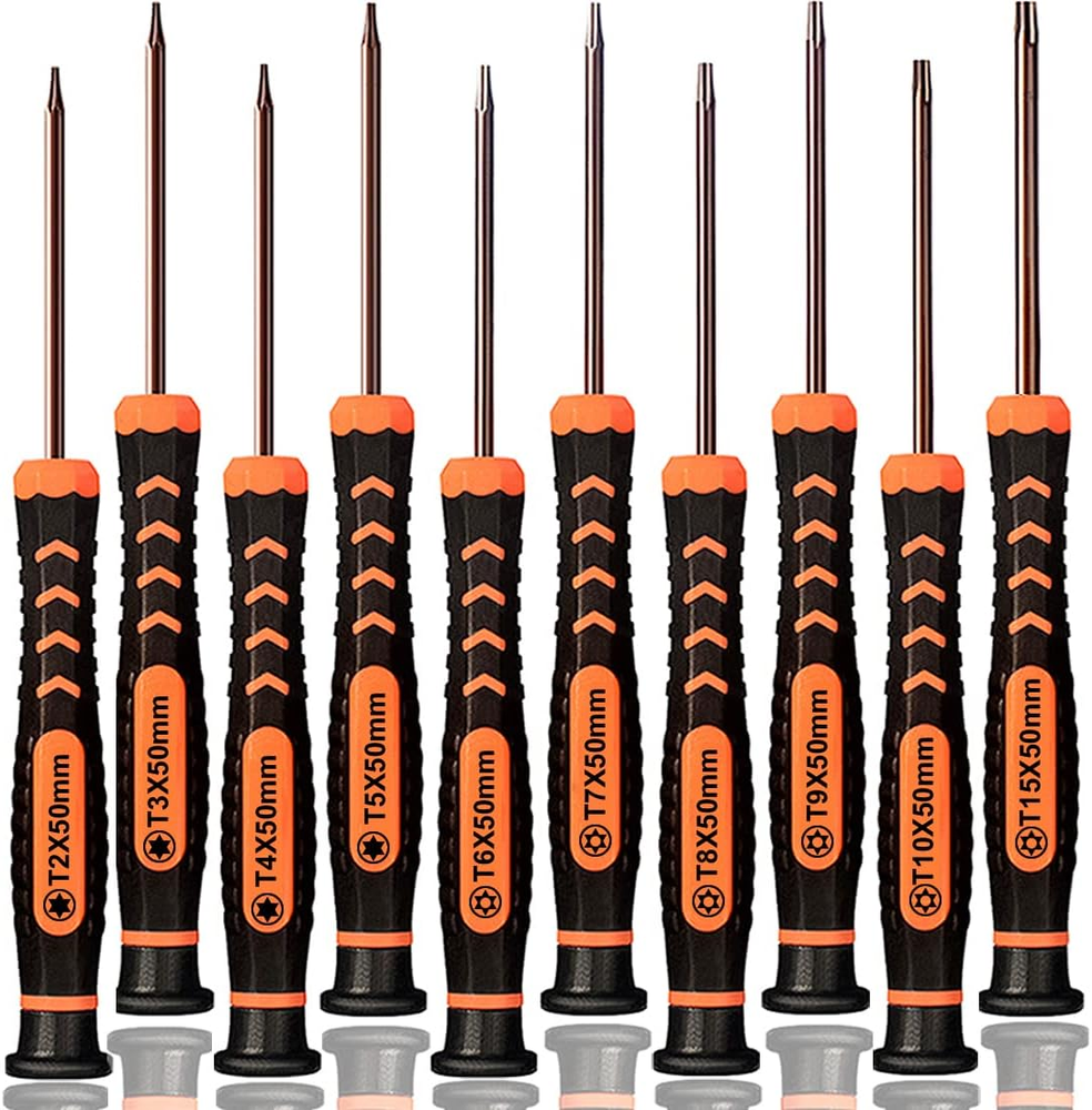 TECKMAN 10-Piece Magnetic Torx Screwdriver Set T2-T15 for Security Bits