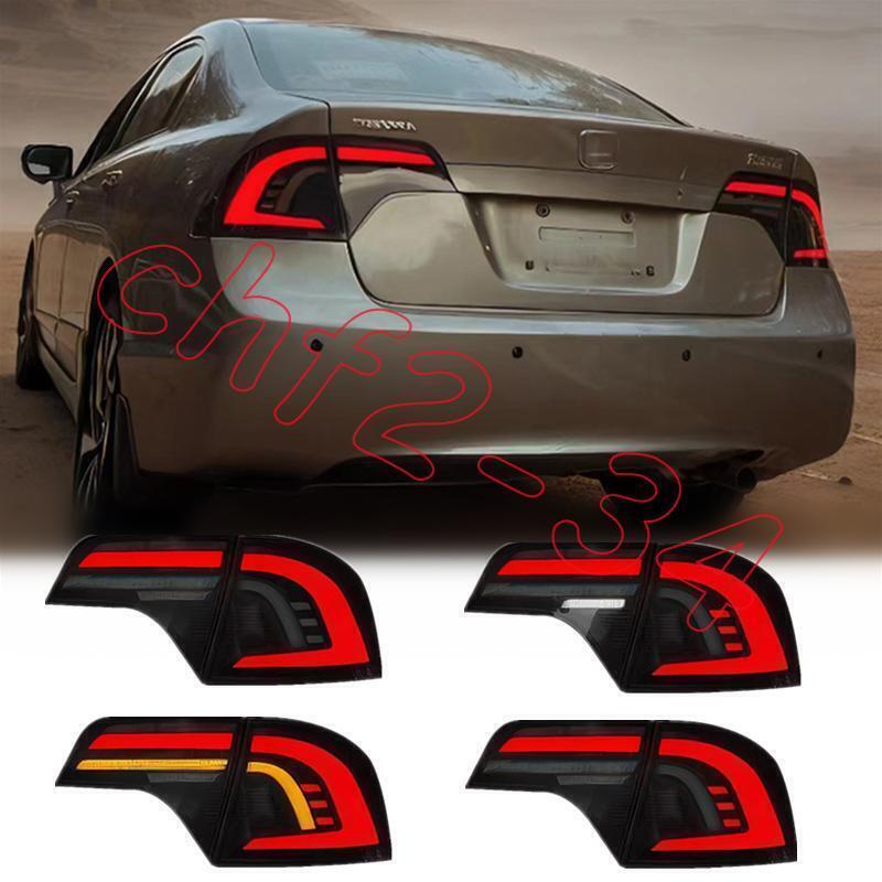 2006-11 Honda Civic 8th Gen Smoke Black LED Dynamic Tail Lights 1 Pair