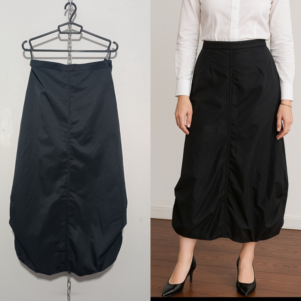 Lauren Vidal Black Cocoon Balloon Skirt in Polyamide Cotton Size M