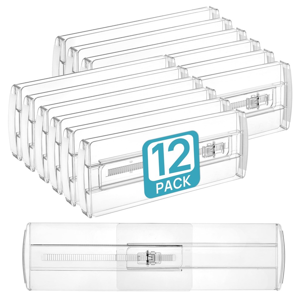 12 Pack Adjustable Drawer Dividers for Clothes 4in High 10.2-16.6in Expandable Organizers
