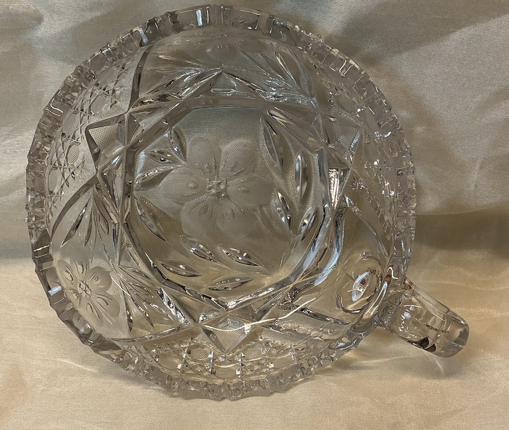 Vintage Crystal Clear Saw Tooth Edge Candy Dish Ashtray with Handle