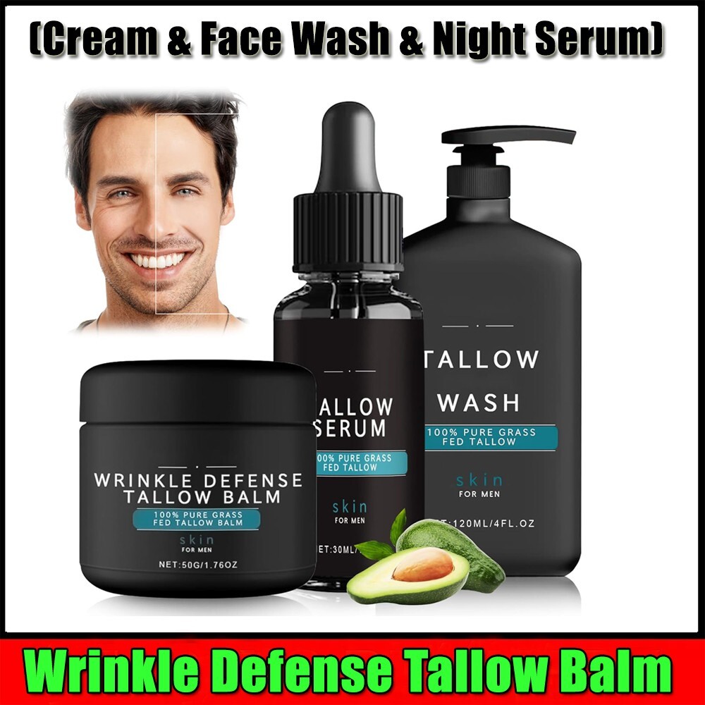 Wrinkle Defense Tallow Balm,Skin Care for Men,Natural Tallow Moisturizer Face