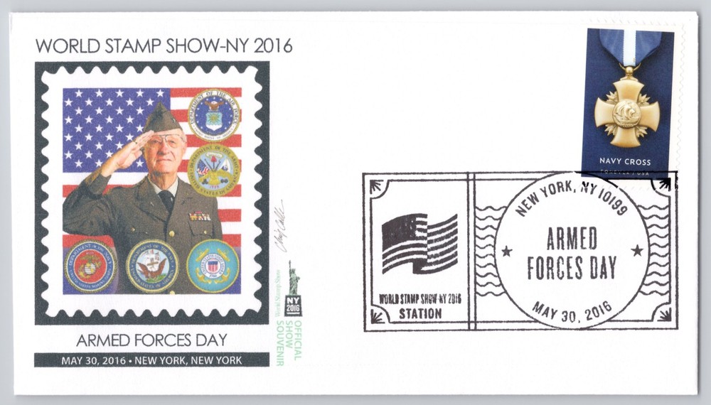 New York, NY Armed Forces Day cachet, WSS 2016, Navy Cross Modern 2016