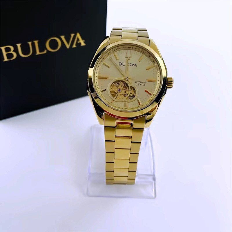Bulova Classic Surveyor 97A182 Gold Dial Men Automatic Watch 39MM