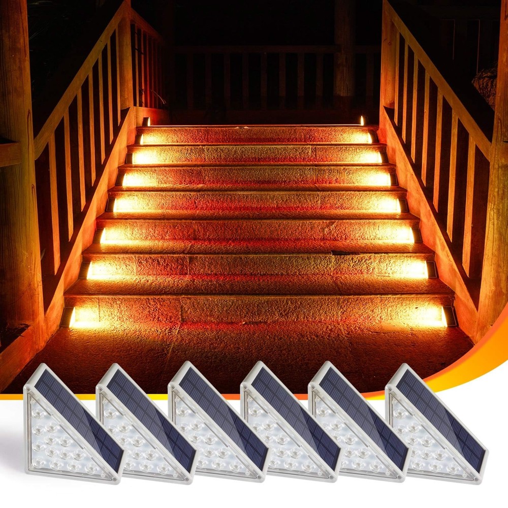 Solar Step Lights 6-Pack for Outdoor Stairs Porch Patio Yard Deck Pathway