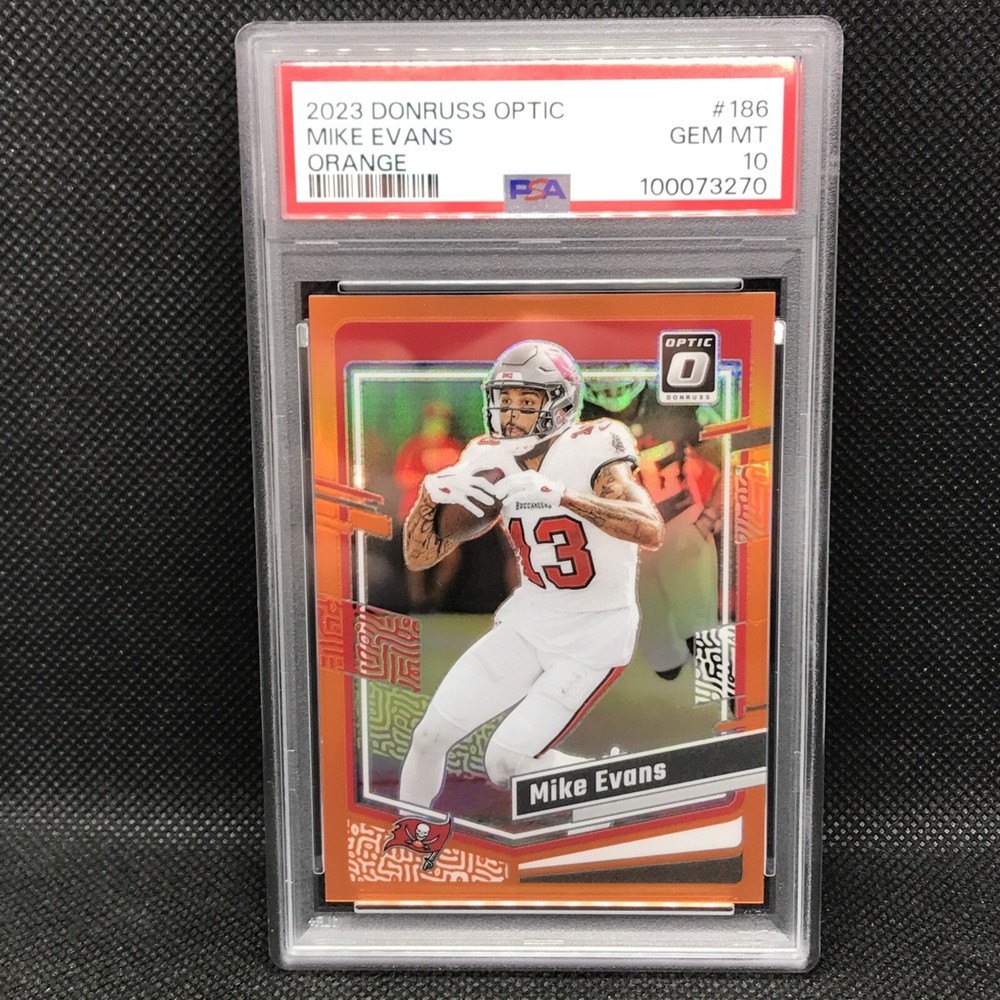 GEM MINT PSA 10 ORANGE 189/249 2023 OPTIC MIKE EVANS #186 MATCH