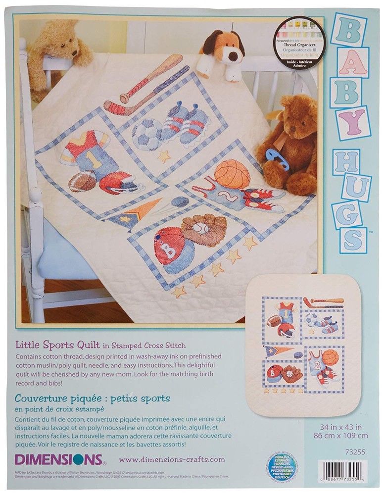 Stamped Cross Stitch 'Little Sports' DIY Baby Quilt, 34