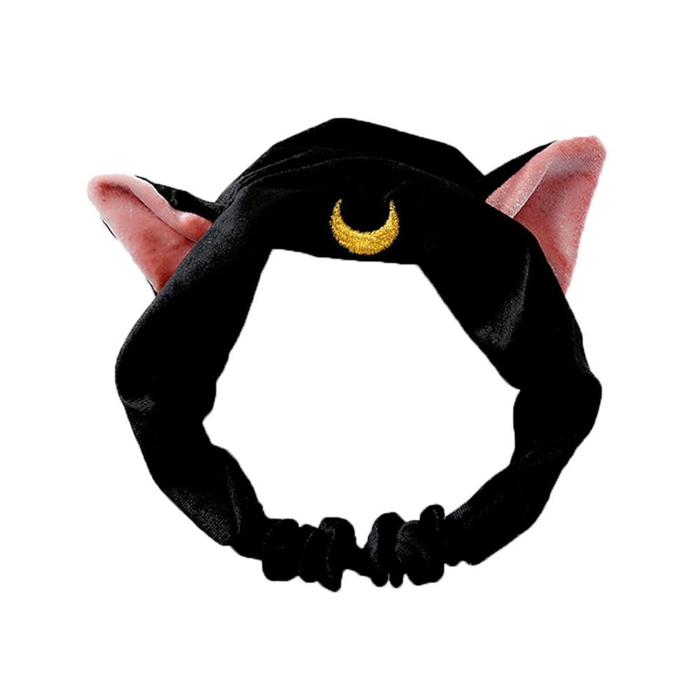 Cute Black Cat Usagi Moon Cosmetic Hairband for Shower