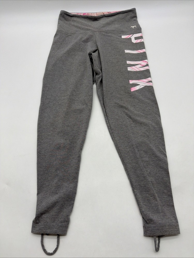 Pink Victorias Secret Leggings Women S Gray Graphic Print Logo .#38634