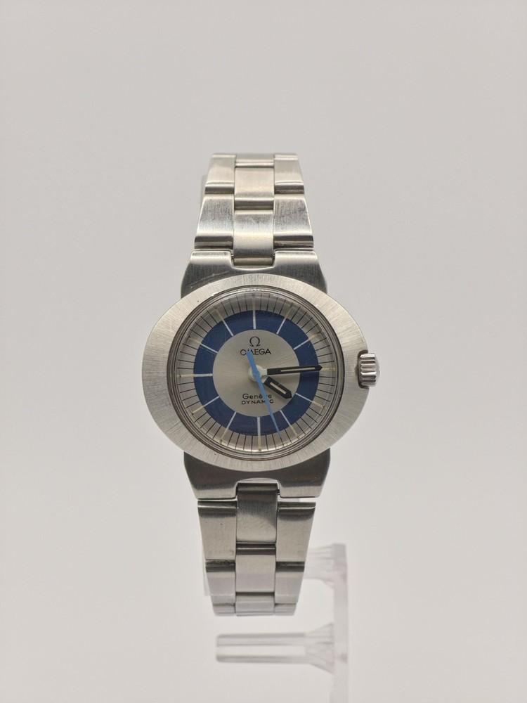 Vintage Omega Genève Dynamic Automatic Watch Blue Bullseye Dial