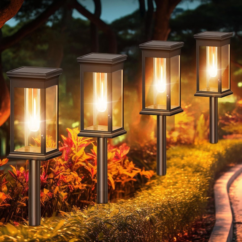 Solar Pathway Light Outdoor for Walkway, 6 Pack Warm White Solar Garden Path ...