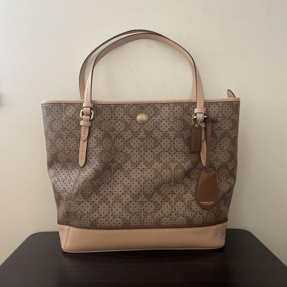 COACH Signature Perforated Leather Tote Bag