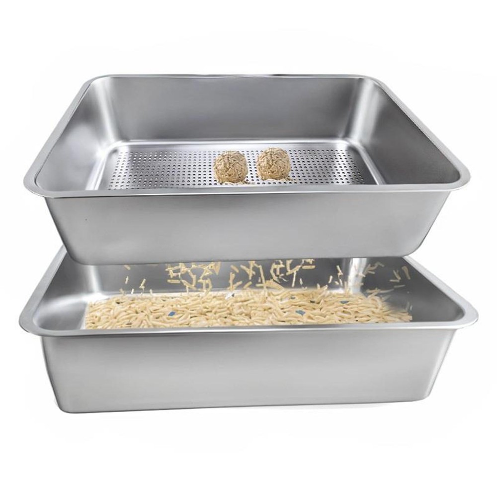 Stainless Steel Open Top Cat Litter Box Large Capacity Pet Toilet