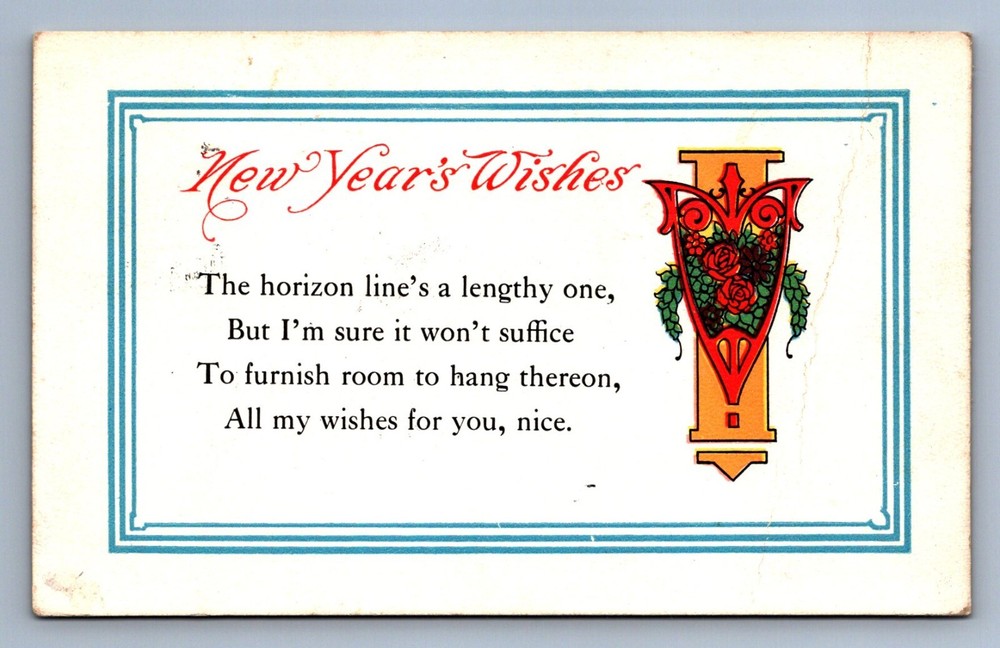 Postcard Vtg New Year's Holiday Celebration Best Wishes The Horizon Line