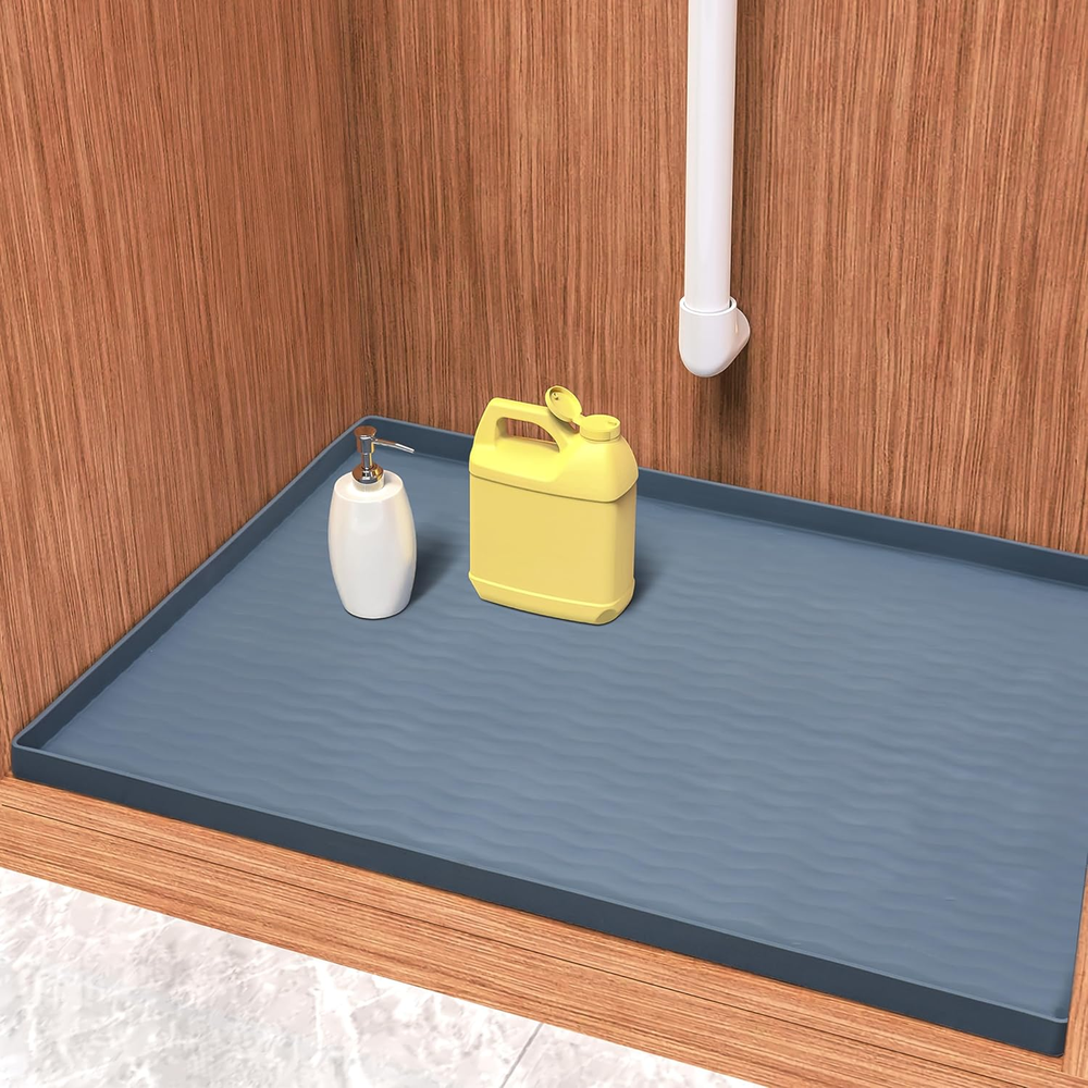 Waterproof Silicone Under Sink Mat 31x22 Inch Non-Slip Shelf Liner for Kitchen Bathroom