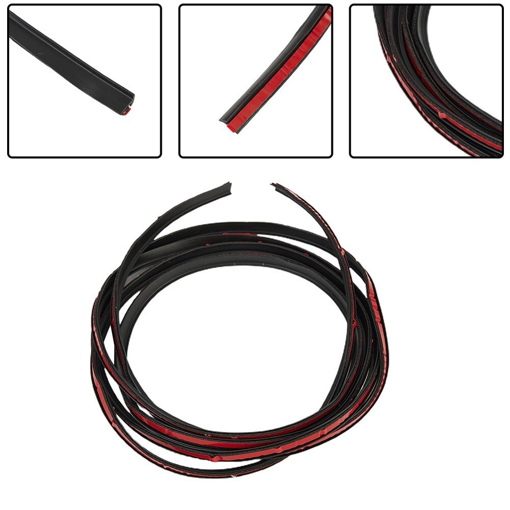 2M T Type Rubber Sealing Strip Black For Car Edge Trim Bumper Lip Side Skirt