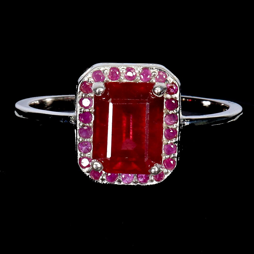 925 Sterling Silver Octagon Ruby Ring 8x6mm Natural Gem Size 9.5