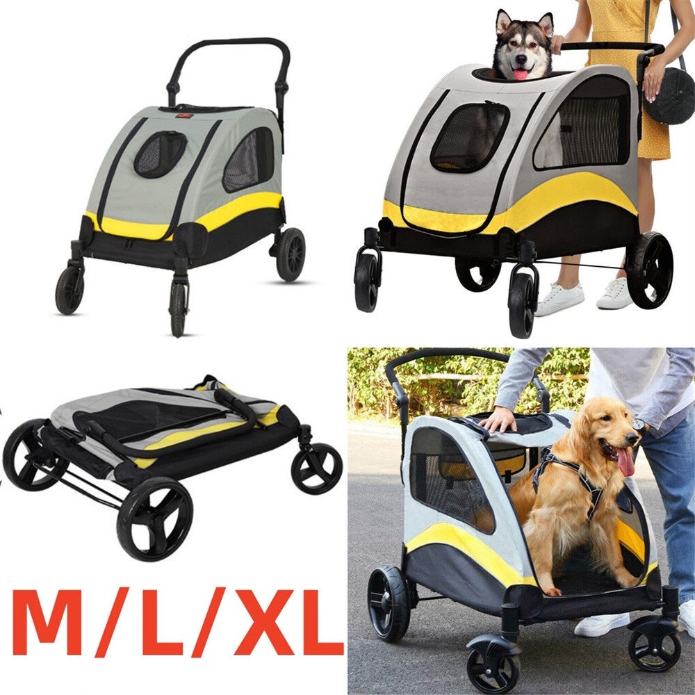 M/L/XL Large Dog Stroller Buggy Heavy Duty Pet Pram Doggy Pushchair Foldable US