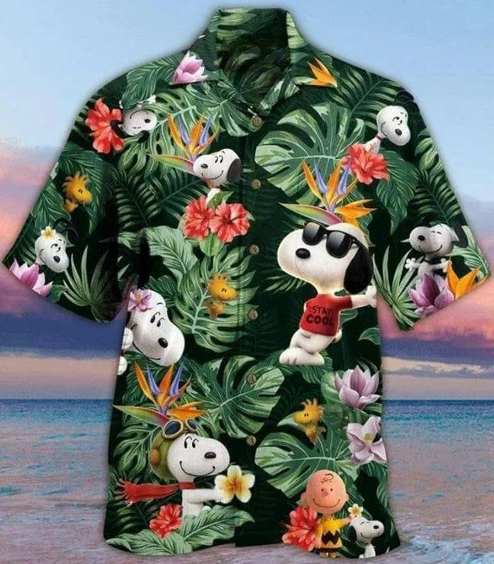 Snoopy VII Graphic Print Short Sleeve Hawaiian shirt beach 3d hot Dad giftnew