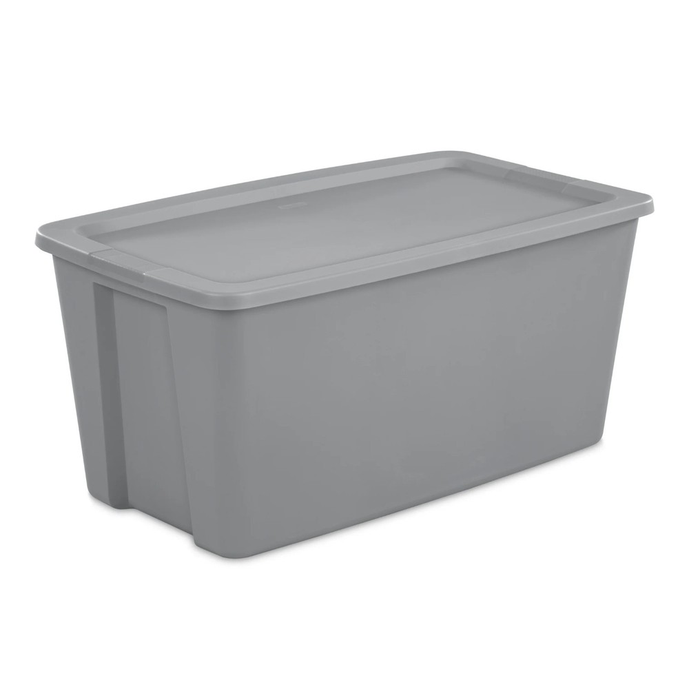 50 Gallon Tote, Plastic Storage Bin with Snap-on Lid, Gray