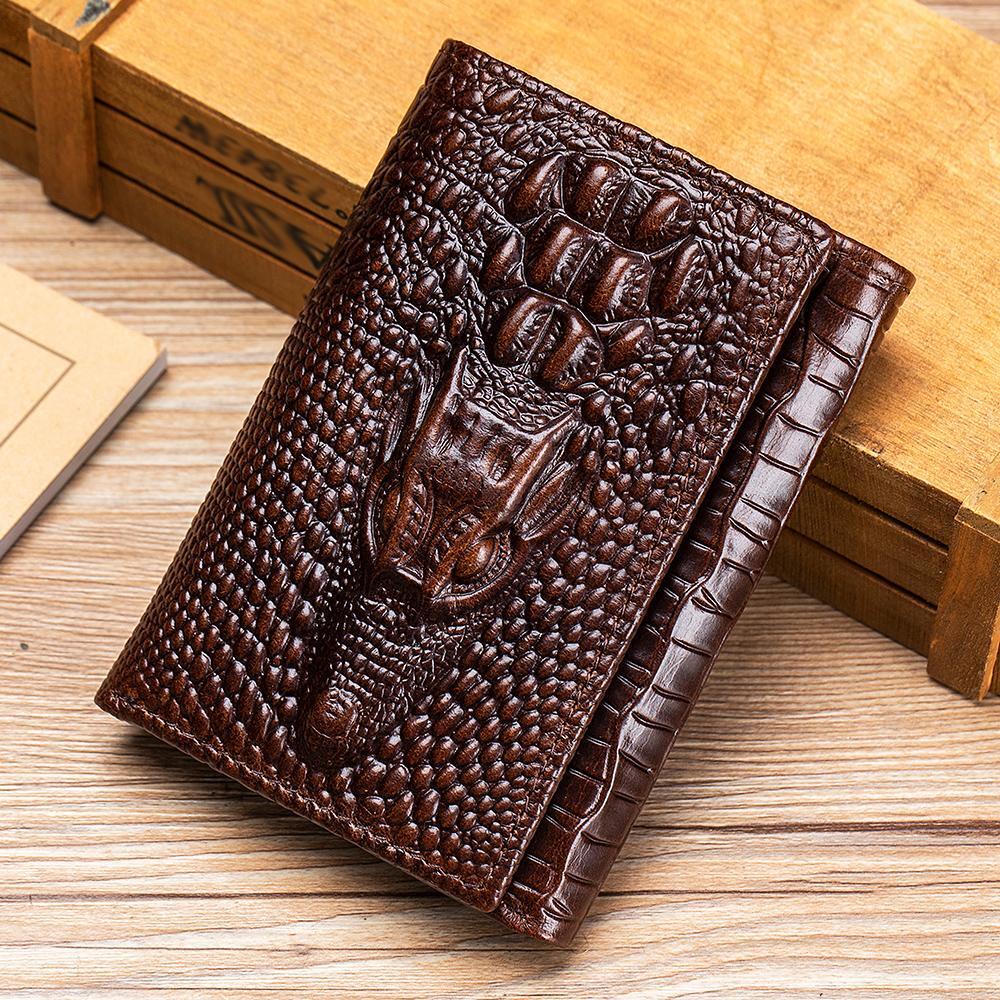 Men's Crocodile Leather Wallet Credit Card Holder Multicolor Modern Compact