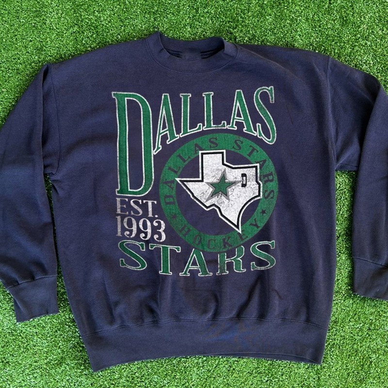 Remake Dallas Stars NHL Hockey Navy Crewneck Sweatshirt Unisex RM2341