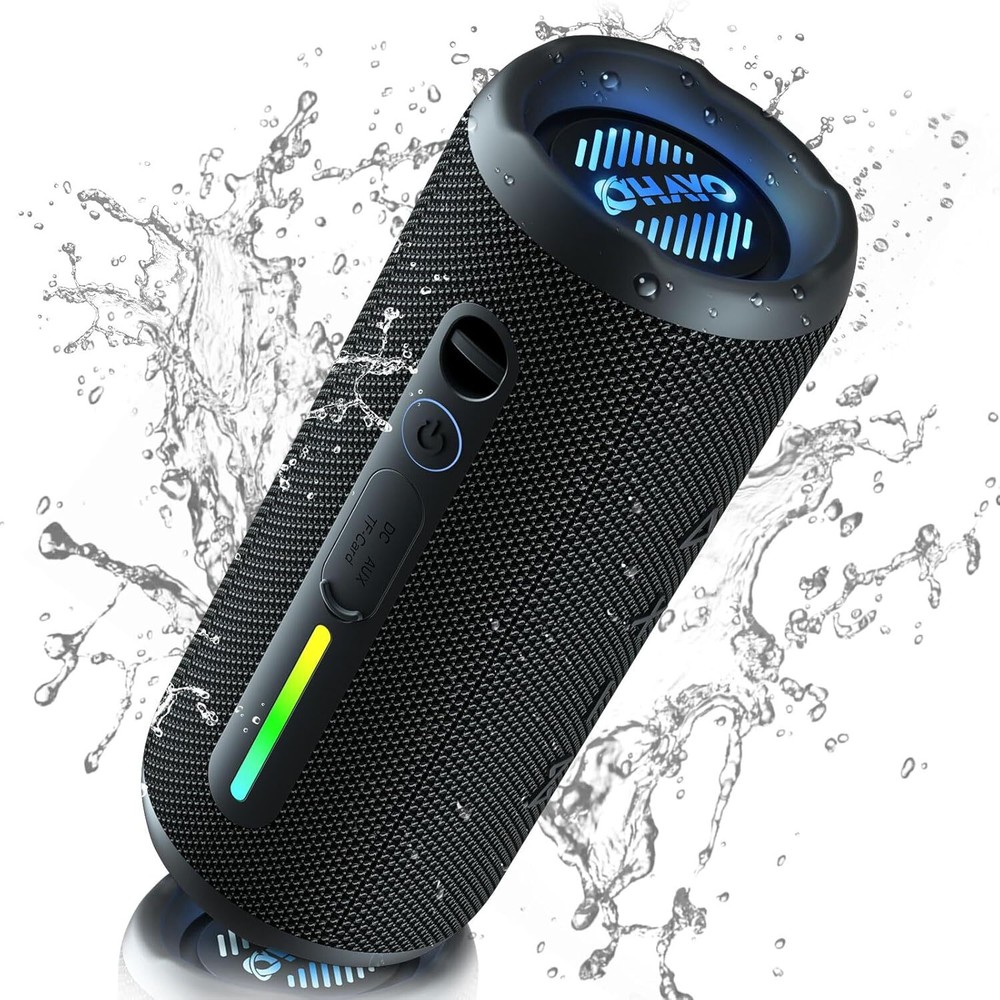 OHAYO Portable Bluetooth Speaker, Wireless Bass Speaker with 24W Loud Black