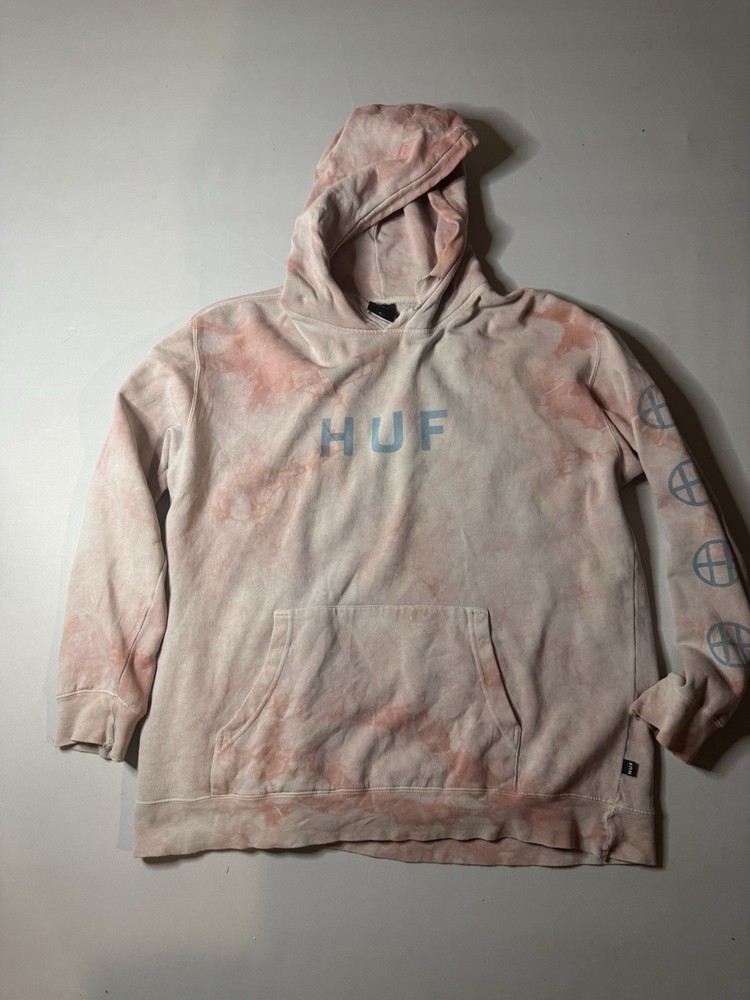 Vintage XL Pink HUF Hoodie for Streetwear Style