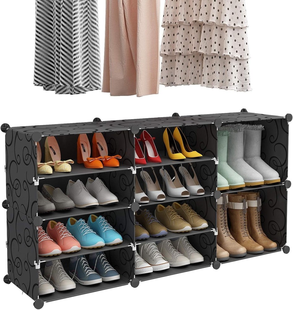 Portable Shoe Organizer Tower with Storage Cabinet for Closets